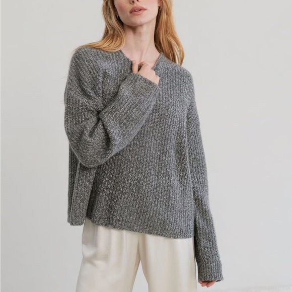 Jenni Kayne Cashmere Ranch Fisherman Sweater in Charcoal - M